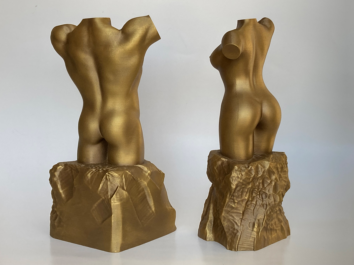 Custom Size 3D Printed Female Torso Sculpture White Plaster Imitation